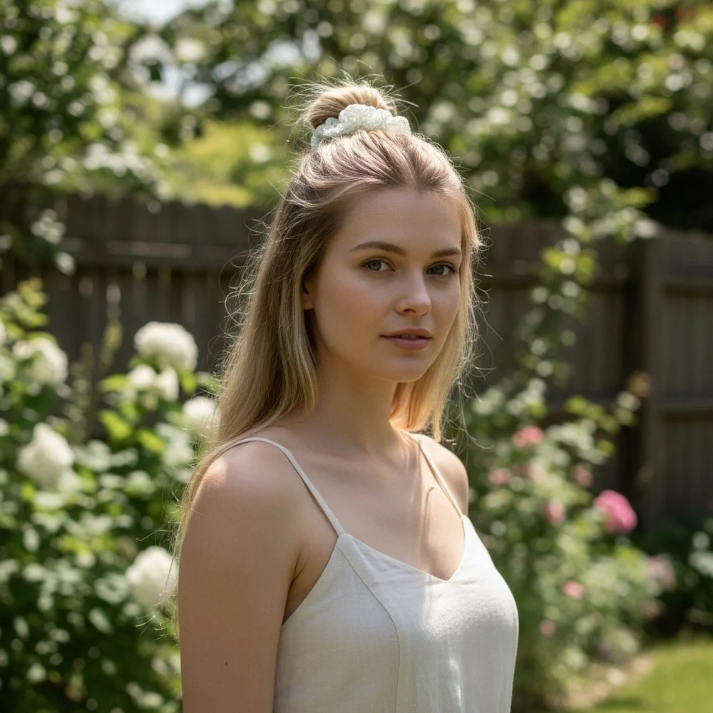 Elegant Cream Hair Scrunchie